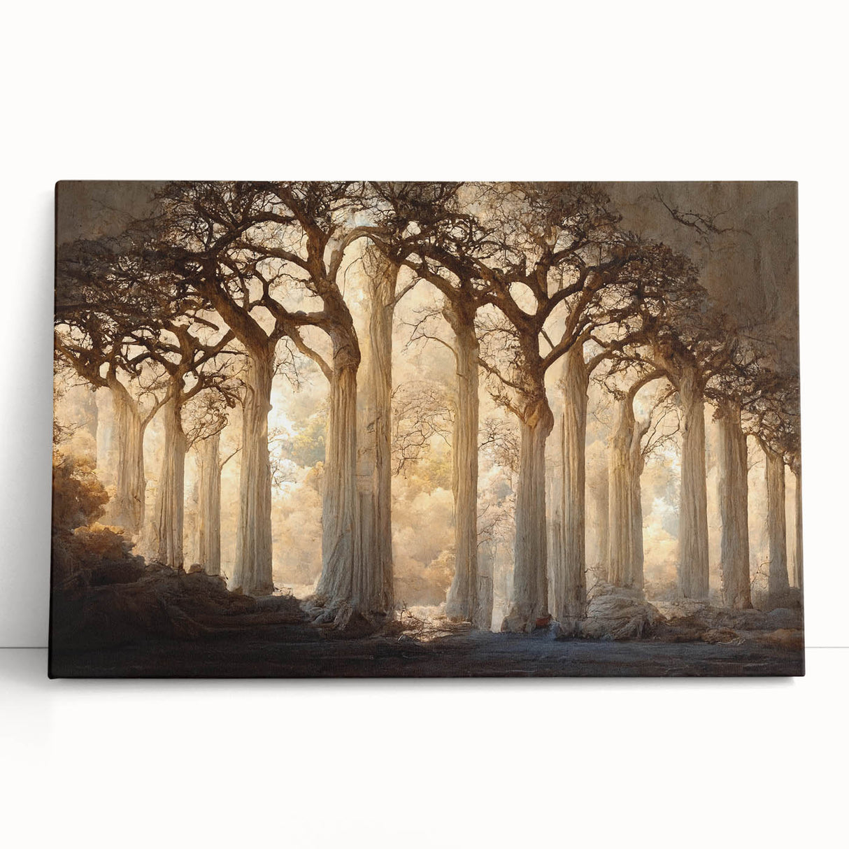 Abstract landscape wall art on stretched canvas, showcasing vibrant colors and dynamic shapes, perfect for modern home decor. Ideal for adding a contemporary touch to any room.