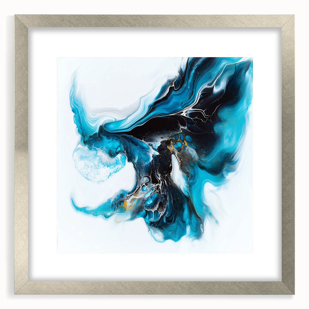 Fluid Abstract Art Collection – Teal, Gold, and Aqua Swirl Motion