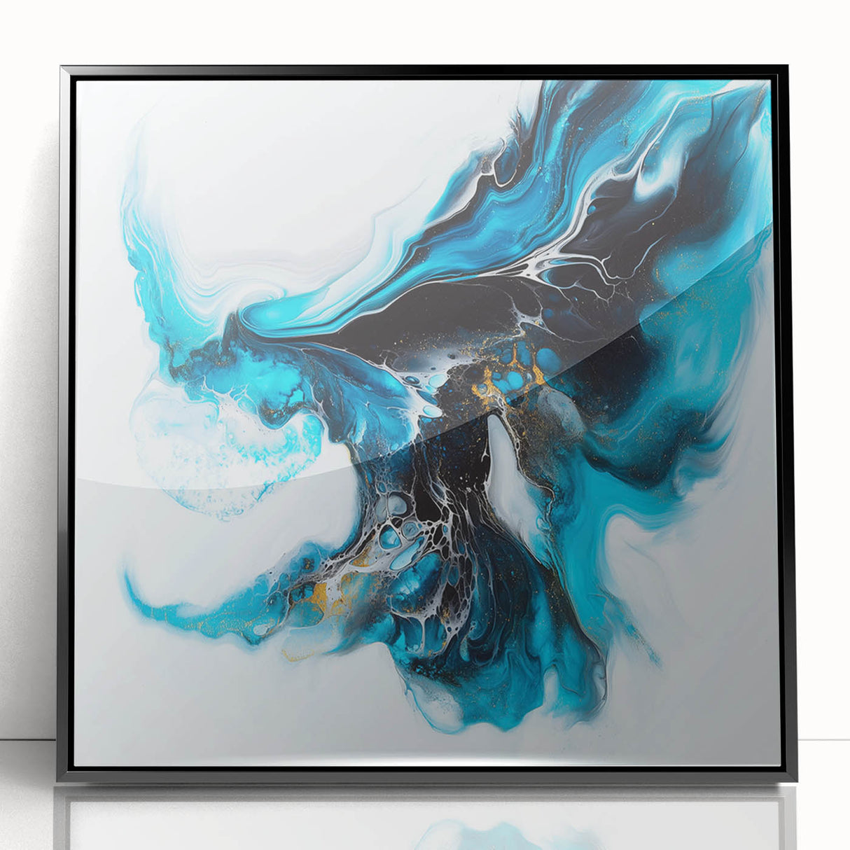 Fluid Abstract Art Collection – Teal, Gold, and Aqua Swirl Motion