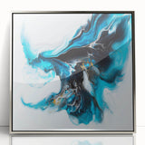 Fluid Abstract Art Collection – Teal, Gold, and Aqua Swirl Motion