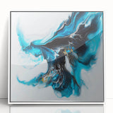Fluid Abstract Art Collection – Teal, Gold, and Aqua Swirl Motion