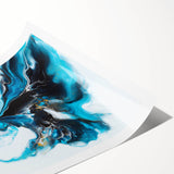 Fluid Abstract Art Collection – Teal, Gold, and Aqua Swirl Motion