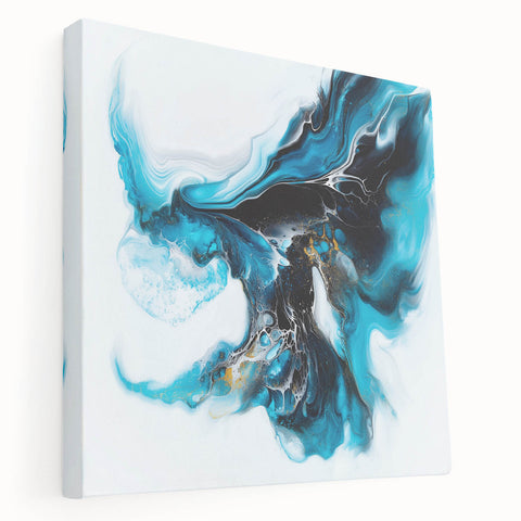 Fluid Abstract Art Collection – Teal, Gold, and Aqua Swirl Motion