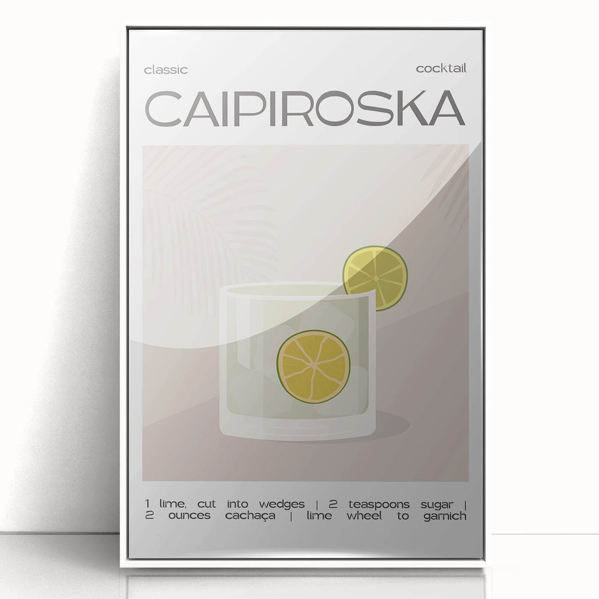 Art Deco poster featuring a stylized cocktail, rendered in bold black and gold tones on a white acrylic framed canvas.