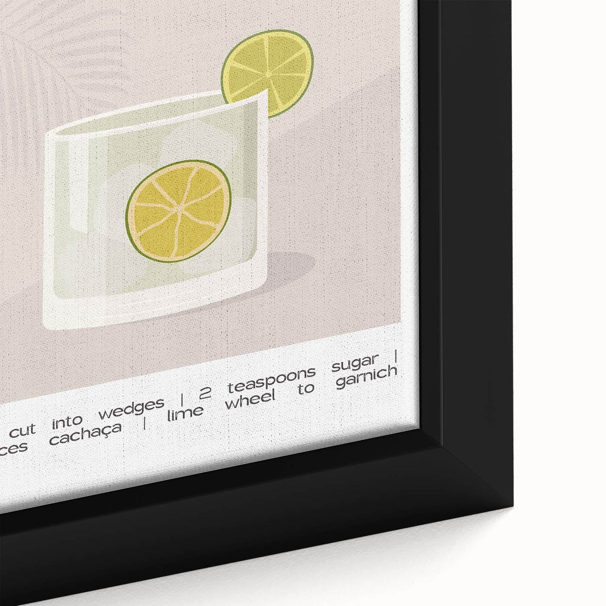 Black wall art featuring a close-up of colorful, textured food and drinks on a framed canvas, ideal for living room decor.
