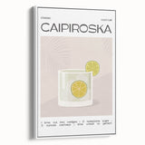 Vintage poster art of colorful cocktails on extra large framed canvas, ideal for living room wall decor.