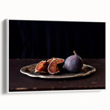 Vintage poster art featuring an array of colorful fruits on a large framed canvas, ideal for living room decor.