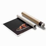 Extra large rolled print featuring a variety of vibrant fruits on a white background, ideal for kitchen or dining room decor.