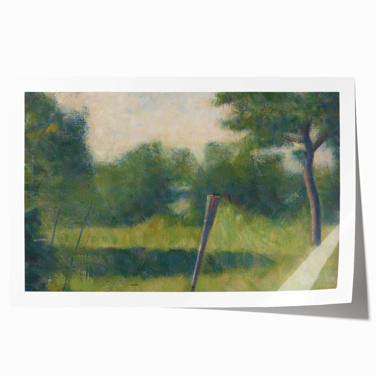 Landscape with Stake by Seurat: Peaceful Impressionist Wall Art Print