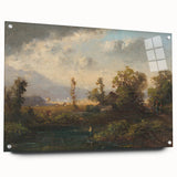 Modern Landscape Art with Serene Fisherman Scene - Modern Wall Decor