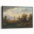 Modern Landscape Art with Serene Fisherman Scene - Modern Wall Decor