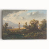 Modern Landscape Art with Serene Fisherman Scene - Modern Wall Decor