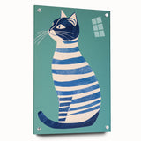 Children’s Wall Decor – Modern Striped Cat Illustration for Kids