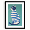 Children’s Wall Decor – Modern Striped Cat Illustration for Kids