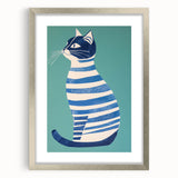 Children’s Wall Decor – Modern Striped Cat Illustration for Kids