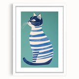 Children’s Wall Decor – Modern Striped Cat Illustration for Kids