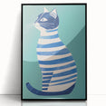 Children’s Wall Decor – Modern Striped Cat Illustration for Kids