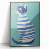 Children’s Wall Decor – Modern Striped Cat Illustration for Kids