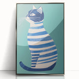 Children’s Wall Decor – Modern Striped Cat Illustration for Kids
