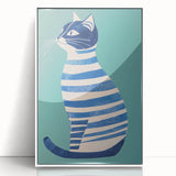Children’s Wall Decor – Modern Striped Cat Illustration for Kids
