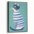 Children’s Wall Decor – Modern Striped Cat Illustration for Kids
