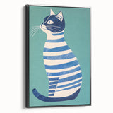 Children’s Wall Decor – Modern Striped Cat Illustration for Kids