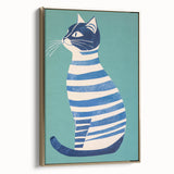 Children’s Wall Decor – Modern Striped Cat Illustration for Kids