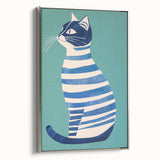 Children’s Wall Decor – Modern Striped Cat Illustration for Kids