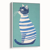 Children’s Wall Decor – Modern Striped Cat Illustration for Kids