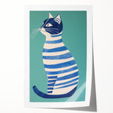 Children’s Wall Decor – Modern Striped Cat Illustration for Kids