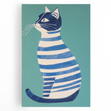 Children’s Wall Decor – Modern Striped Cat Illustration for Kids
