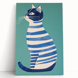 Children’s Wall Decor – Modern Striped Cat Illustration for Kids