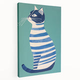 Children’s Wall Decor – Modern Striped Cat Illustration for Kids
