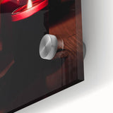 Large abstract wall art featuring mid-century modernist autumnal colors on acrylic glass, ideal for dining room decor.