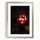 Textured art print featuring abstract layers in warm autumnal hues on a silver-framed canvas, suitable for bedroom decor.