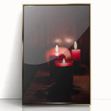 Large framed acrylic print of a mid-century modernist autumn scene in gold and orange tones.