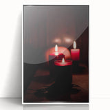 Art Deco style poster featuring an autumnal scene with bold orange and yellow leaves on a white framed acrylic.