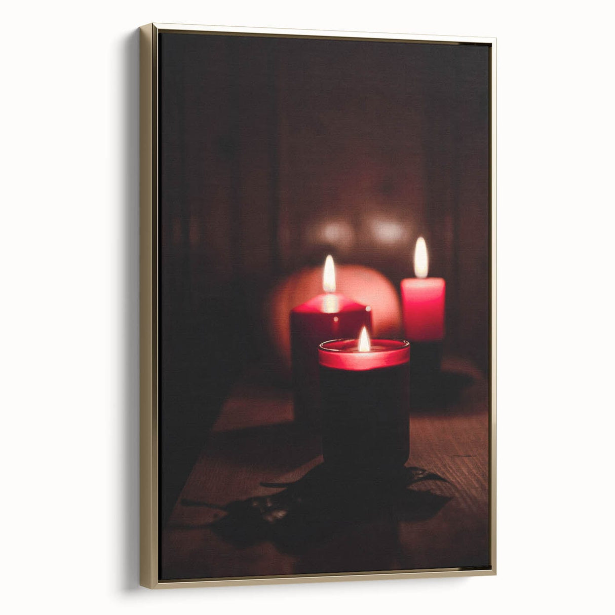 Framed canvas depicting a vintage landscape painting with autumnal hues, ideal for bedroom wall art.