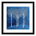 Dining Room Wall Decor – Blue & White Winter Forest Art Print