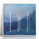 Dining Room Wall Decor – Blue & White Winter Forest Art Print