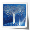 Dining Room Wall Decor – Blue & White Winter Forest Art Print