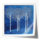 Dining Room Wall Decor – Blue & White Winter Forest Art Print