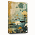 Serene Lotus Pond Living Room Wall Art – Vintage Canvas Print