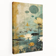 Serene Lotus Pond Living Room Wall Art – Vintage Canvas Print