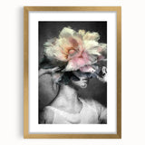 Abstract figurative frame with a gold mat, showcasing an artistic design that blends modern and classic styles, perfect for enhancing any interior decor.