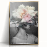 Framed abstract figurative art piece with gold accents, showcasing a modern design that adds elegance to any interior space, ideal for contemporary decor enthusiasts.