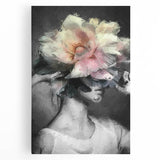 Abstract figurative stretched canvas artwork showcasing vibrant colors and dynamic shapes, ideal for modern decor. Perfect for enhancing living spaces or galleries.