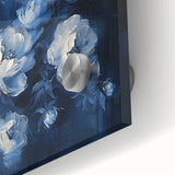Close-up of vibrant abstract floral wall art featuring rich colors and intricate details on acrylic glass, perfect for modern home decor.
