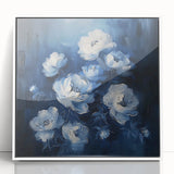 Framed abstract floral wall art with vibrant colors and intricate designs, displayed from the front against a white background, ideal for modern home decor.