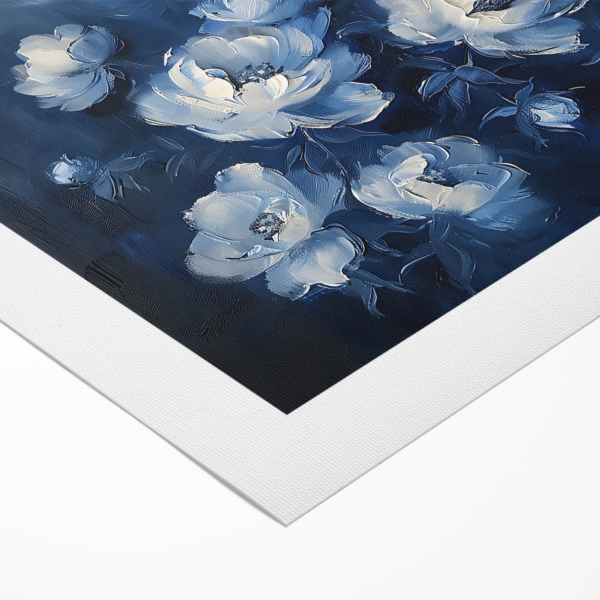 Vibrant abstract floral wall art on rolled canvas, showcasing bold colors like pink, blue, and green, perfect for home decor and artistic expression.